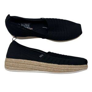 Bobs By Skechers Womens Black Espadrille Slip-On Shoes Memory Foam Size 10